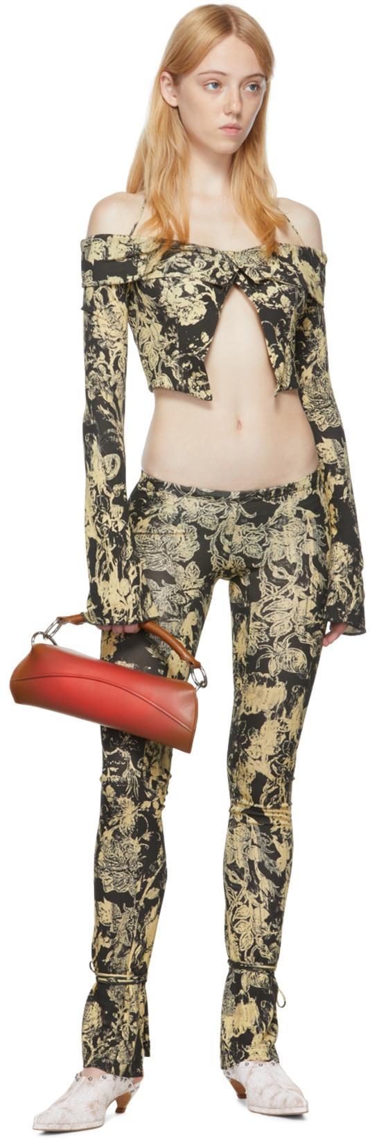 KNWLS Black Perse Trousers In Roses Crumble