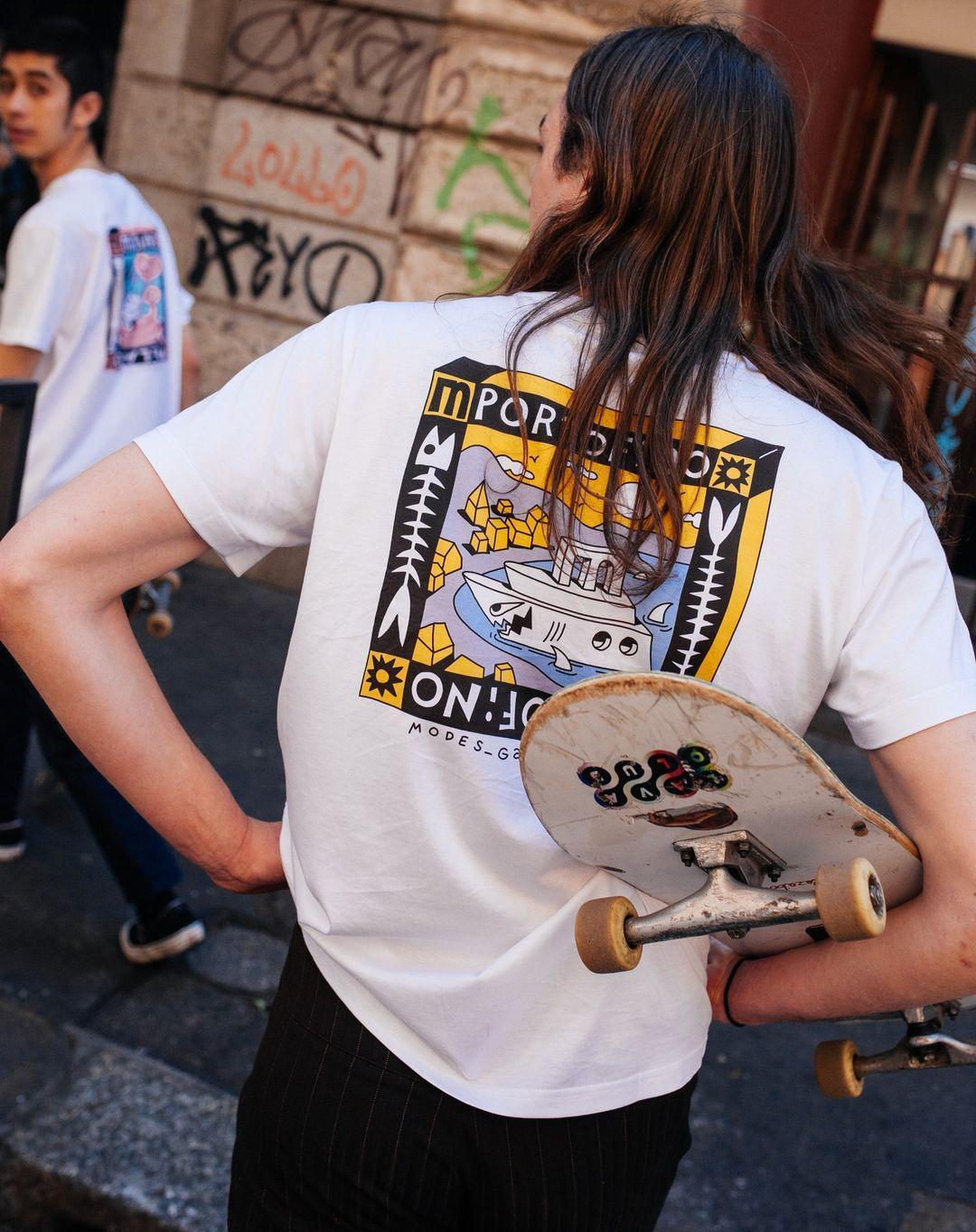 MODES GARMENTS Modes T-shirt With Portofino Print In White