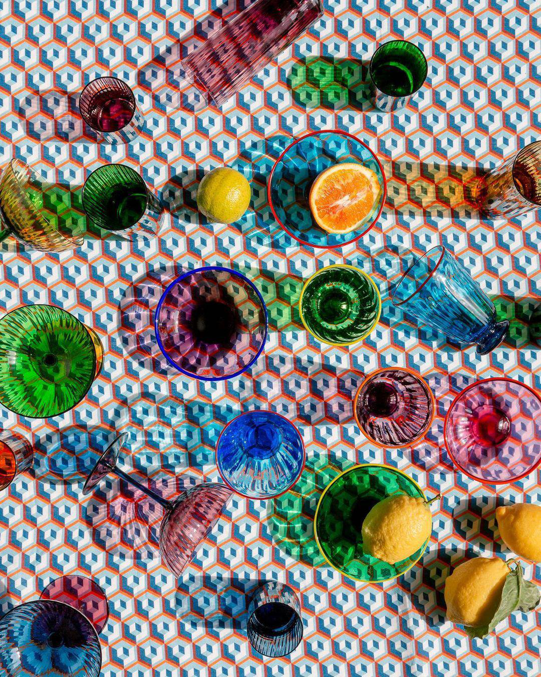 LA DOUBLEJ Rainbow Glasses Set Of 2 In Green