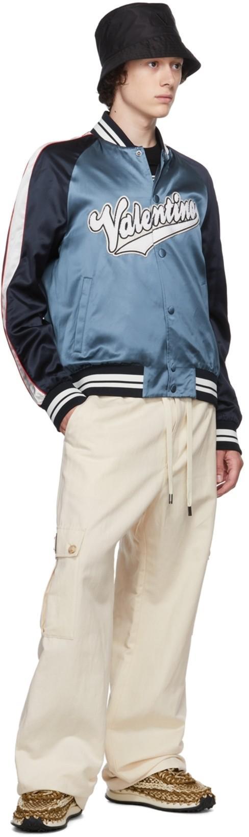 VALENTINO Logo-patch Viscose And Cotton Bomber Jacket In 7na