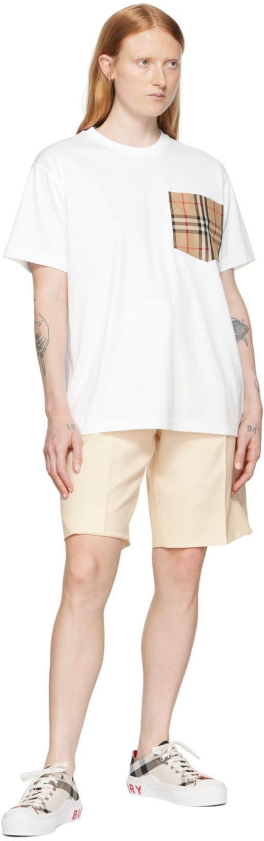 BURBERRY Contrast-pocket Short-sleeve Cotton T-shirt In White