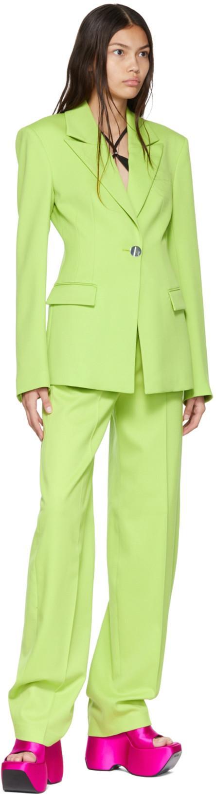 ATTICO Jagger Wool Gabardine Tapered Pants In Green