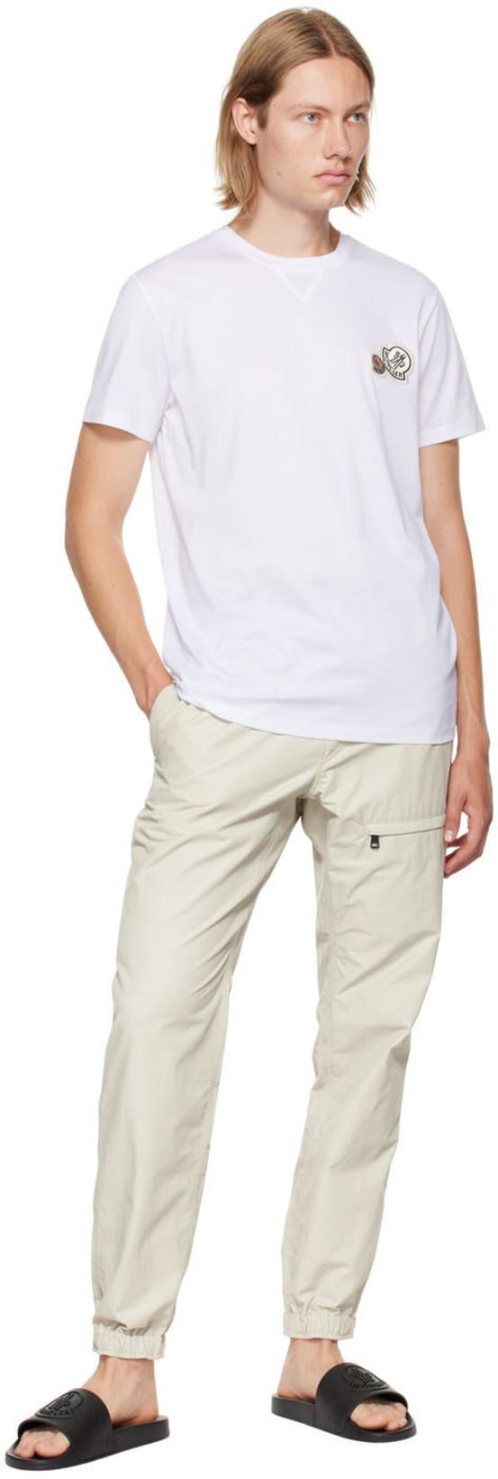 MONCLER Double Logo Patch Cotton T-shirt In White