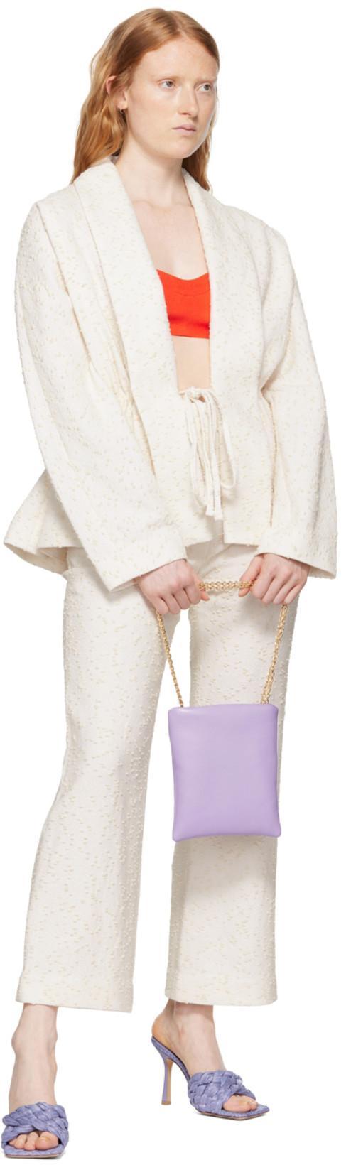 BOTTEGA VENETA Purple Raffia Stretch Heeled Mules