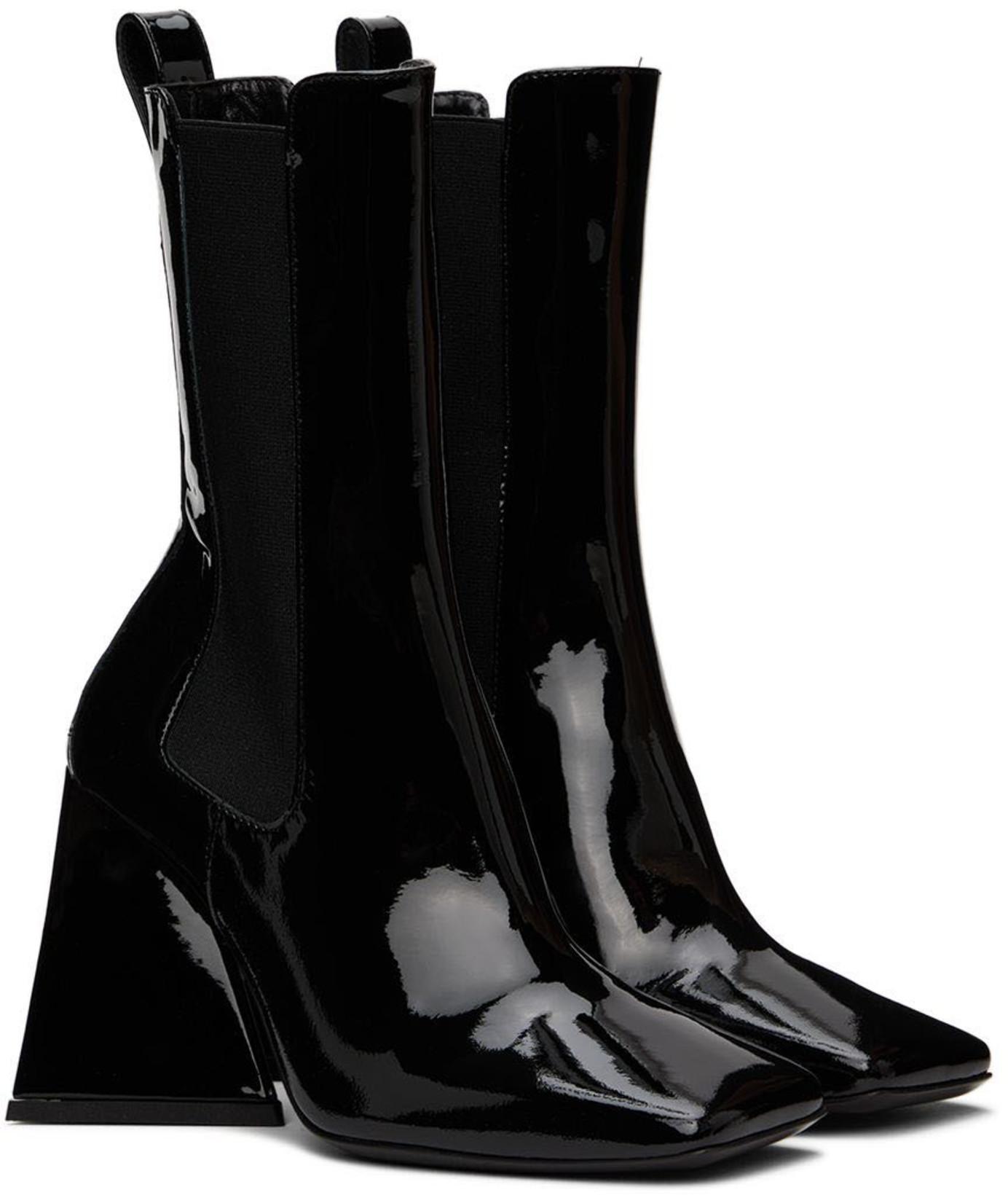 ATTICO Devon Patent Leather Chelsea Boots In Black