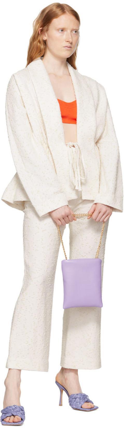 BOTTEGA VENETA Purple Raffia Stretch Heeled Mules