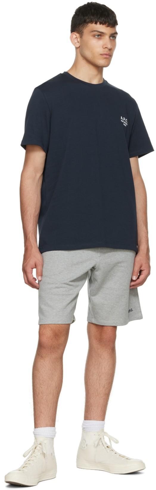 A.P.C. Men Blue Crewneck T-shirt With Logo Embroidered On The Front In Cotton Man
