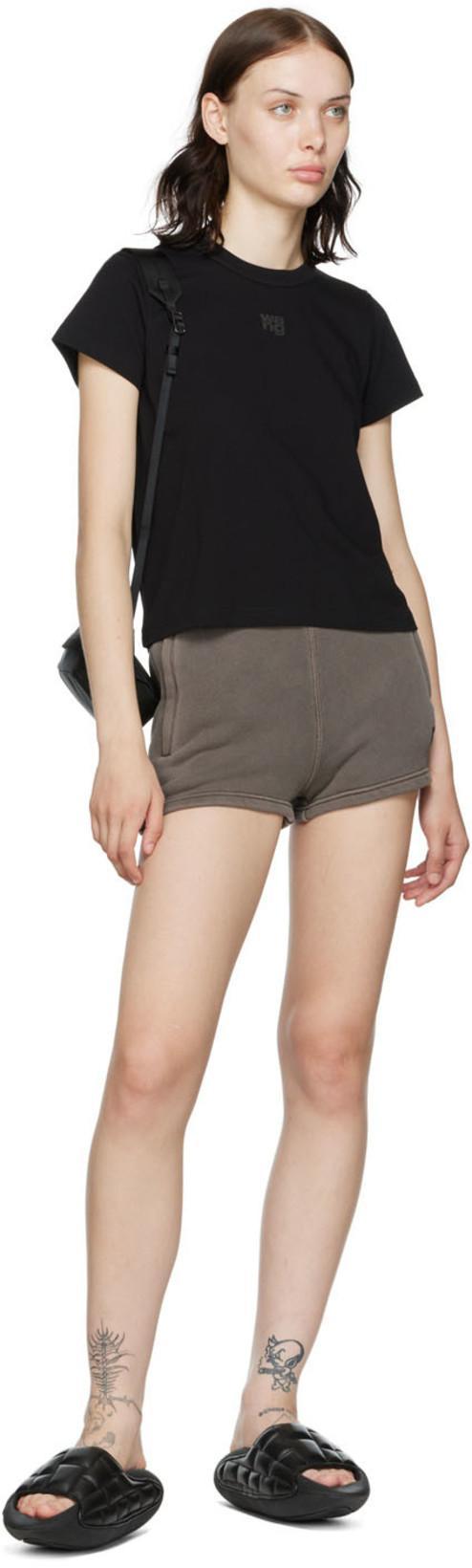 ALEXANDER WANG T T By Alexander Wang Essential Jsy Shrunken Tee In Black