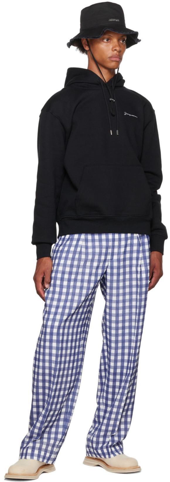 JACQUEMUS Logo Embroidered Drawstring Hoodie In Black