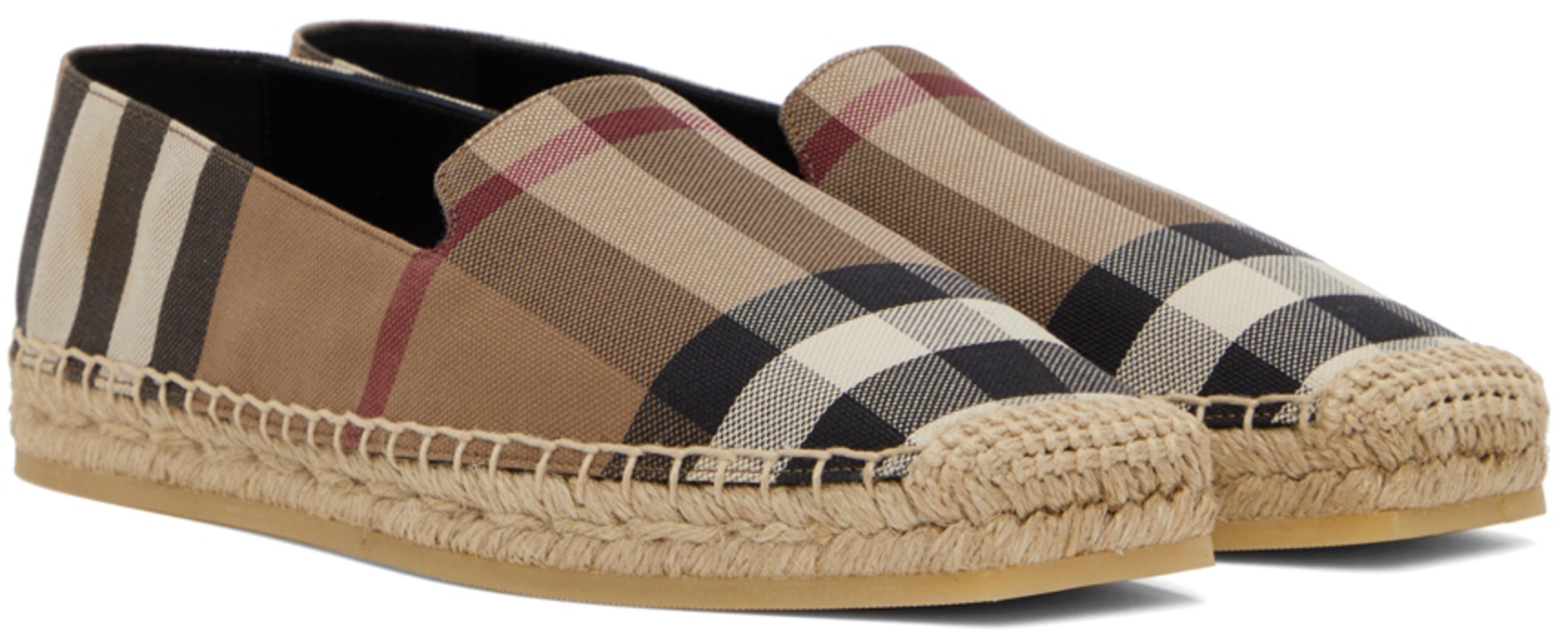 BURBERRY Icon Stripe Square-toe Espadrilles In Birch Brown Check