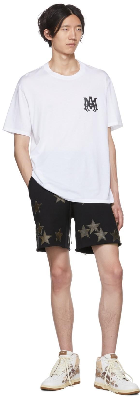 AMIRI Men White Crewneck T-shirt With Logo Print On The Front And Logo Lettering On The Rear In Cott In Multi