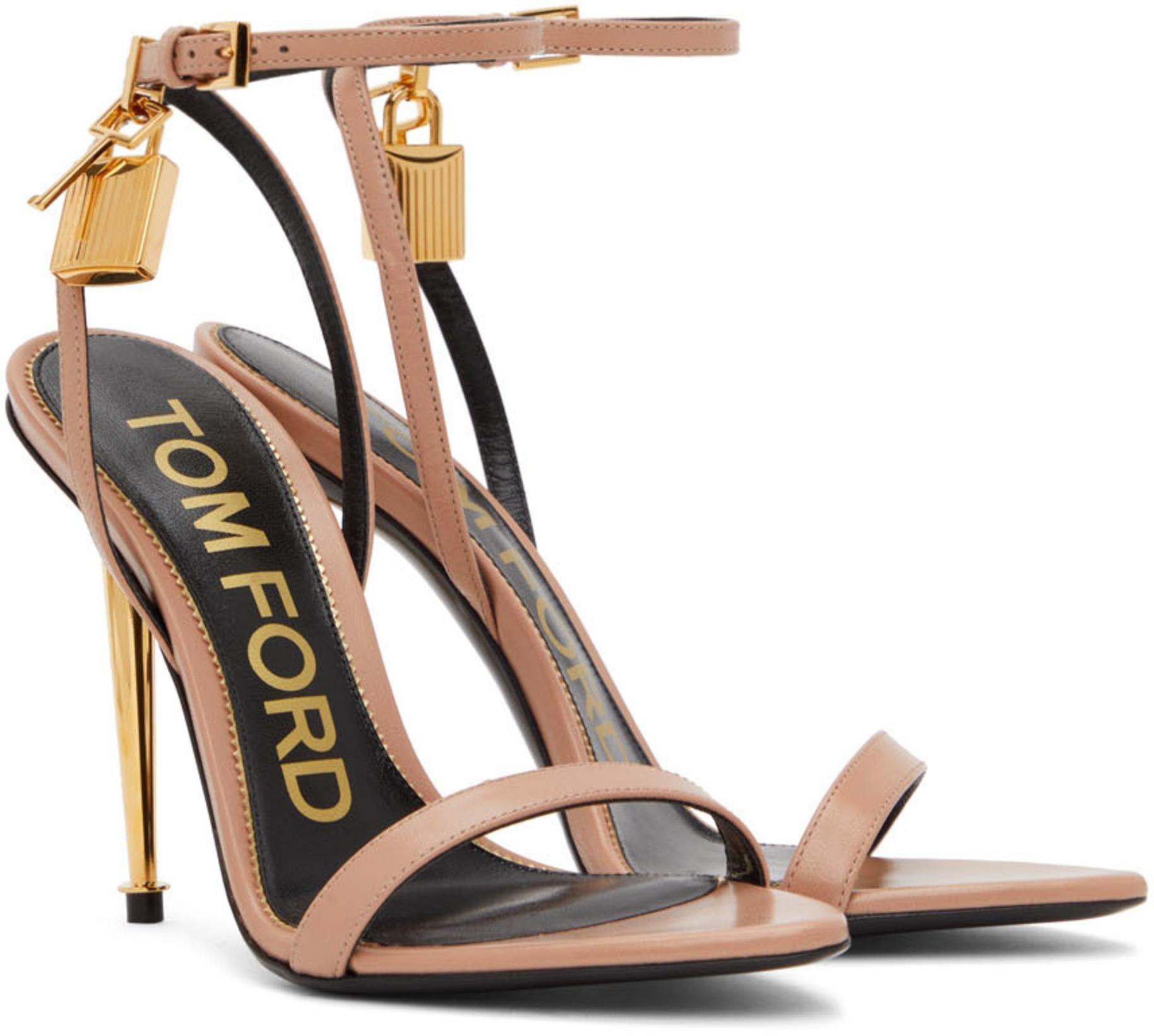 TOM FORD 85mm Padlock Leather Sandals In Pink