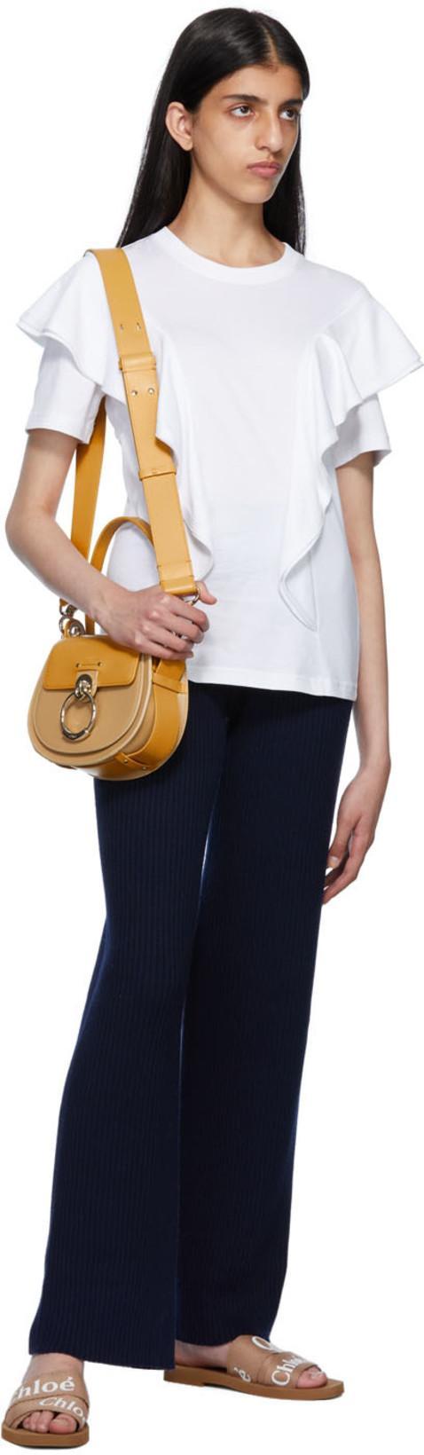 CHLOÉ Woody Embroidery Flat Slides In Gold