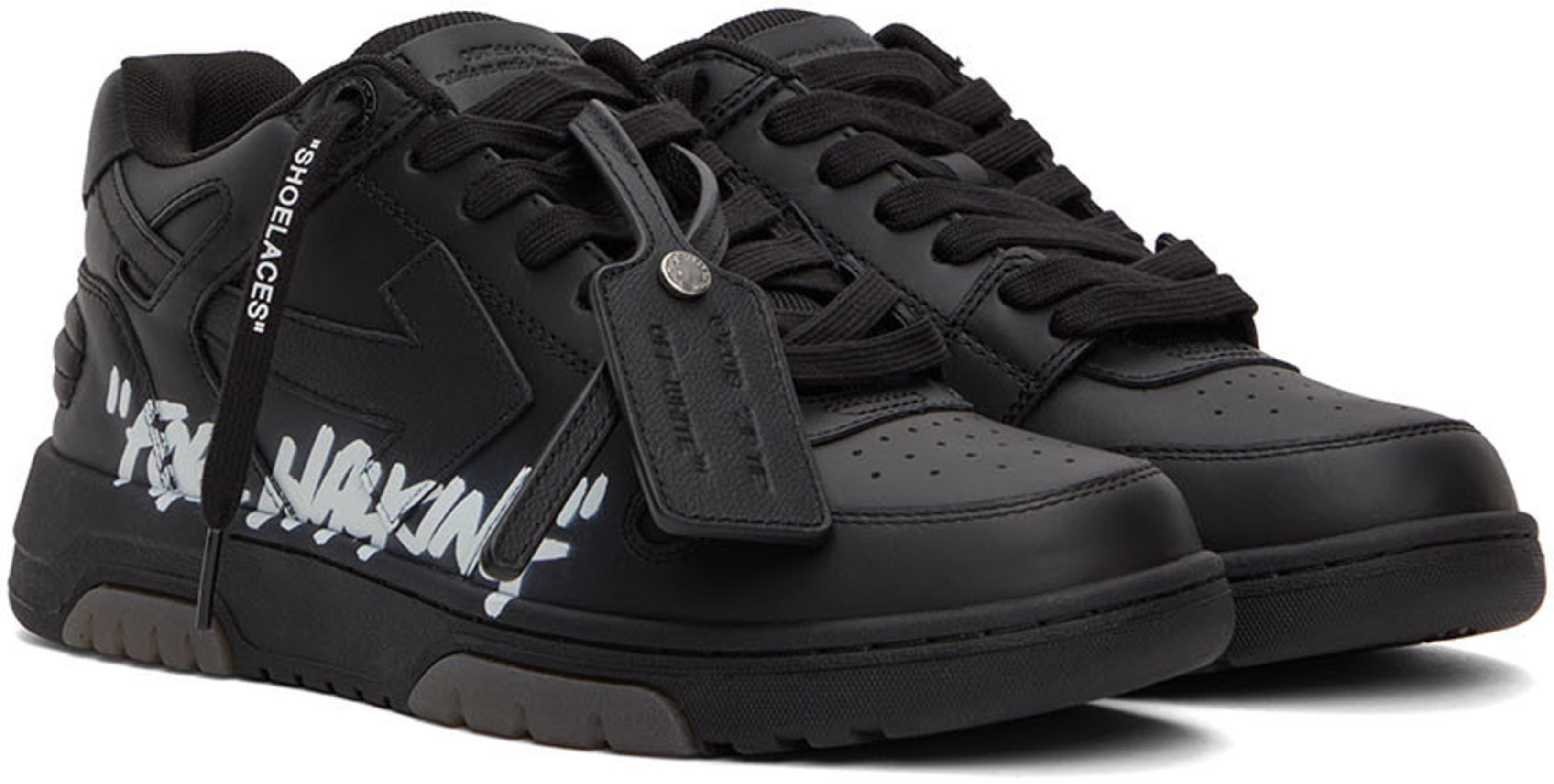 OFF-WHITE Out Of Office Black Low Top Sneakers With Arrow Patch In Leather Man In Multi