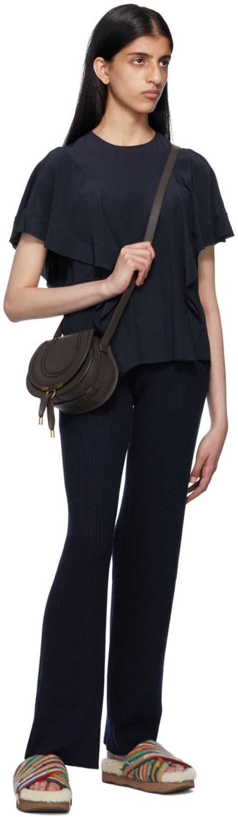 CHLOÉ Brown Small Marcie Saddle Bag In Black