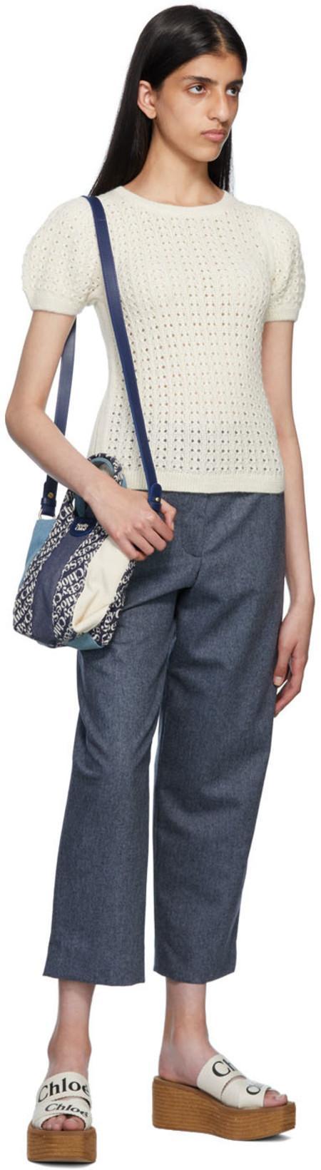 CHLOÉ Woody Canvas Platform Espadrille Sandals In White