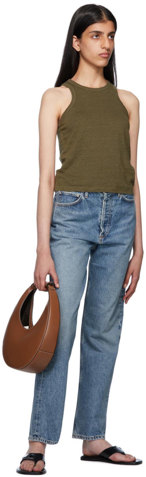 AGOLDE Womens Organic Cotton High Rise Wide Leg Jeans In Blue