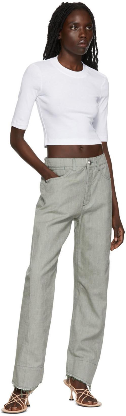 ROSETTA GETTY White Cropped Sleeve T-shirt