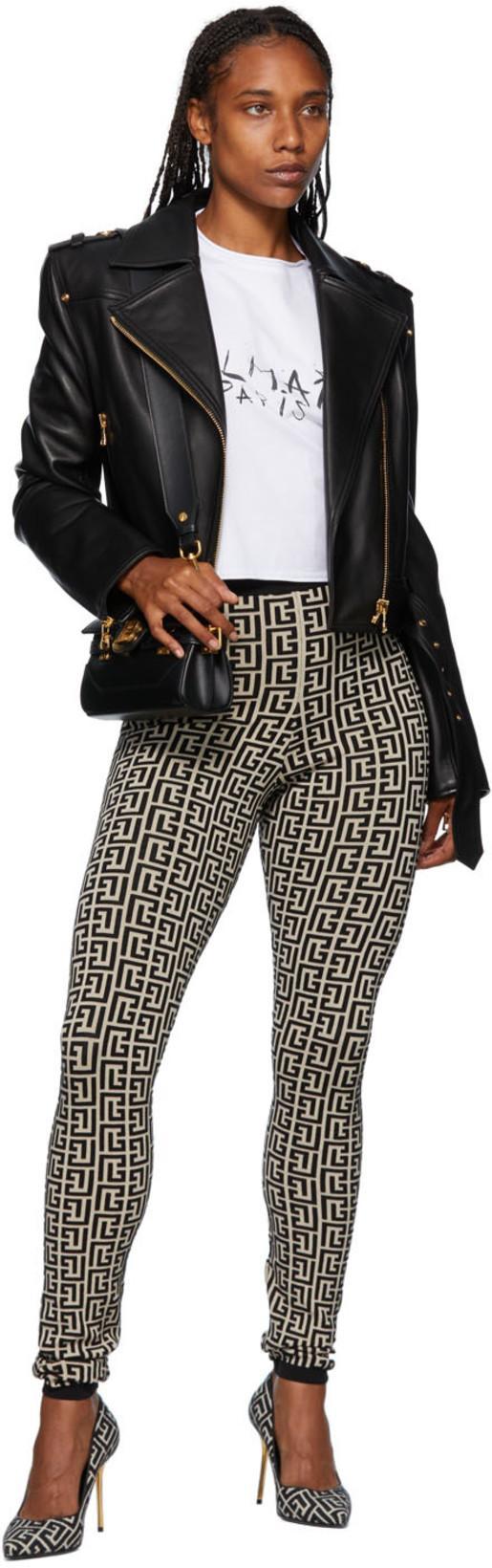 BALMAIN Cropped Leather Biker Jacket In Black