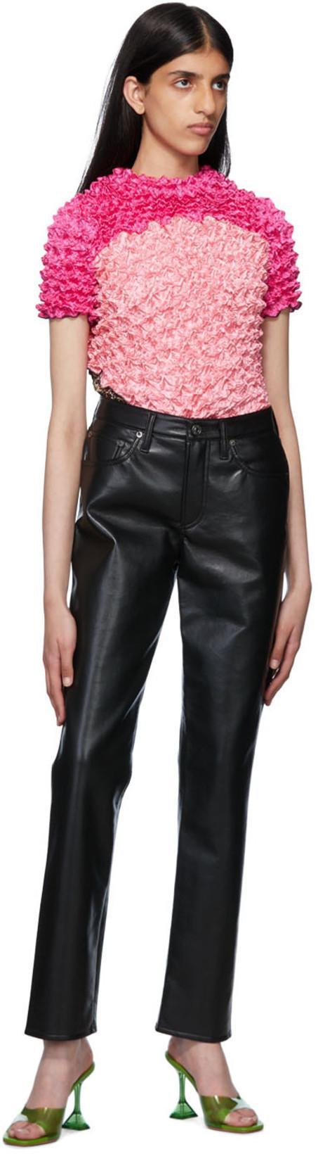 AGOLDE 90s Pinch Straight-leg High-rise Recycled-leather-blend Jeans In Black