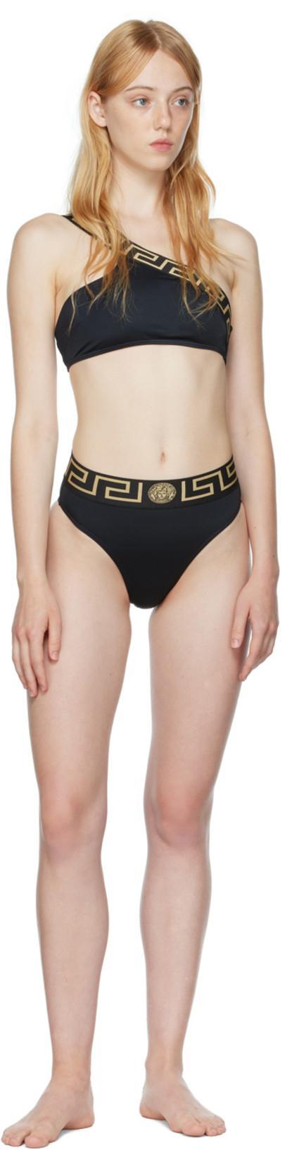 VERSACE Stretch Cotton Briefs With Logoed Elastic Band In Black