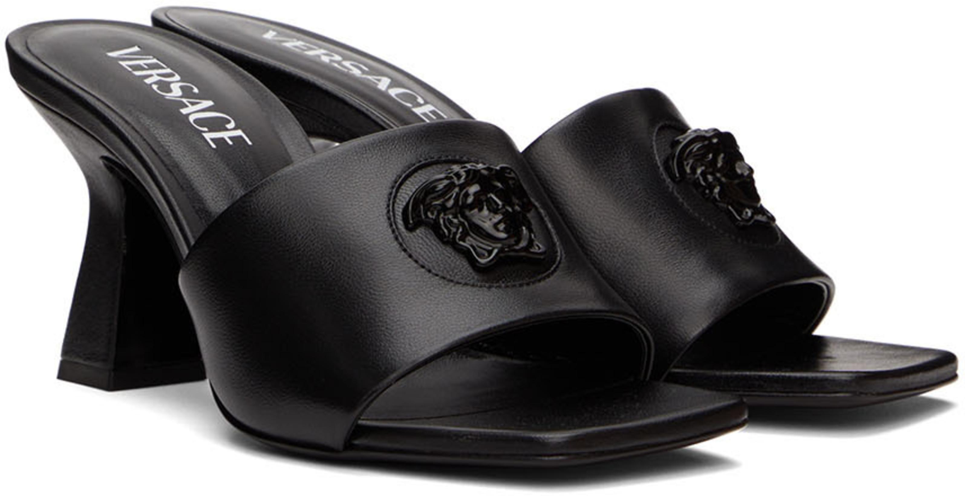 VERSACE Medusa Head-buckled Ruched Georgette Mini Dress In Black