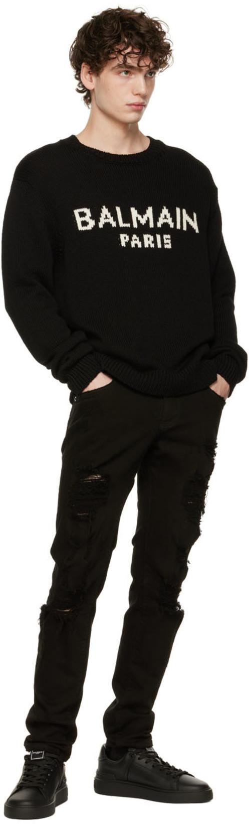 BALMAIN Round Neck Sweatshirt In Black
