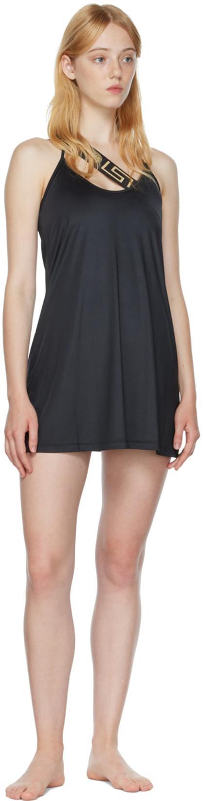 VERSACE One Piece Swimsuit With Greek Border In Black