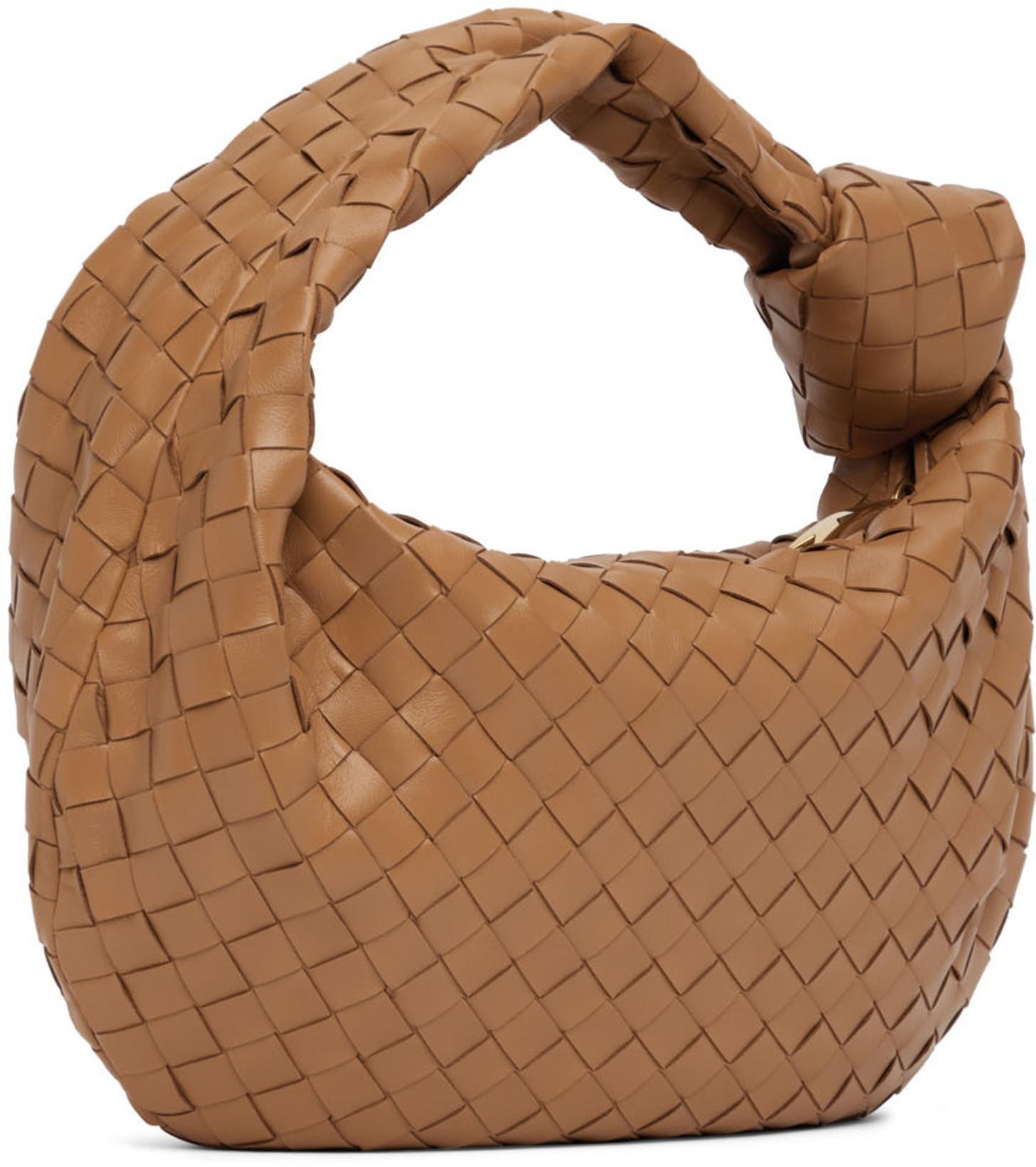BOTTEGA VENETA Teen Jodie Intrecciato Leather Hobo In Caramel Gold