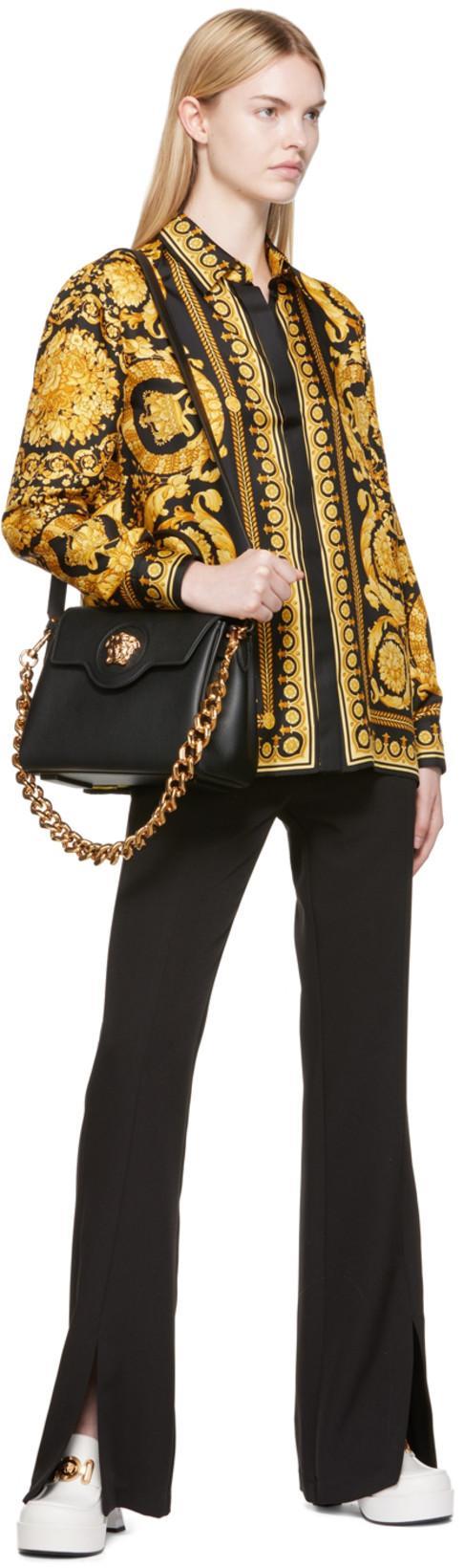VERSACE Black And Yellow Shirt With Barocco Print