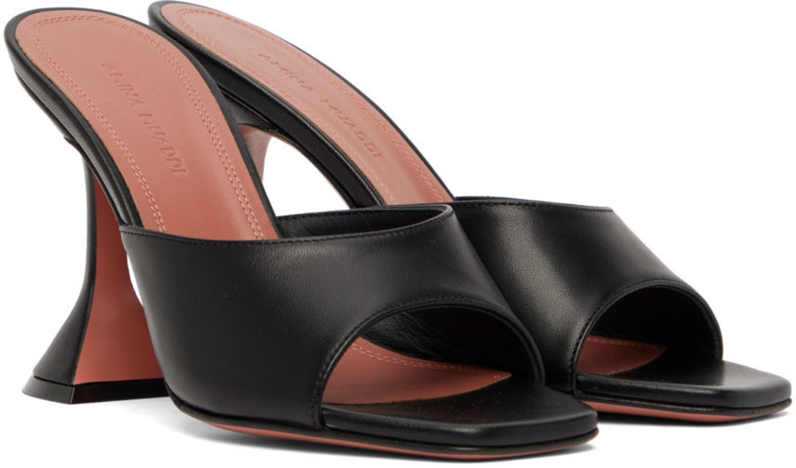 AMINA MUADDI Lupita 95 Leather Heeled Sandals In Black