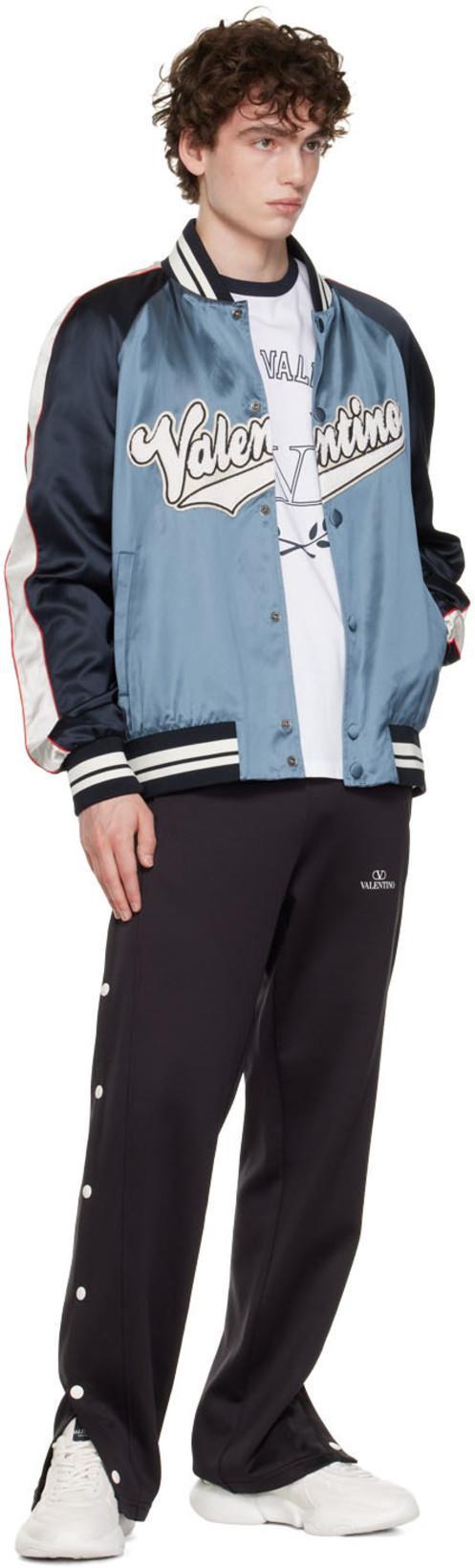 VALENTINO Logo-patch Viscose And Cotton Bomber Jacket In 7na