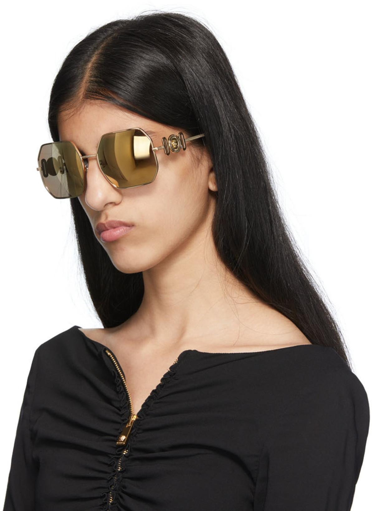 VERSACE Medusa Head-buckled Ruched Georgette Mini Dress In Black