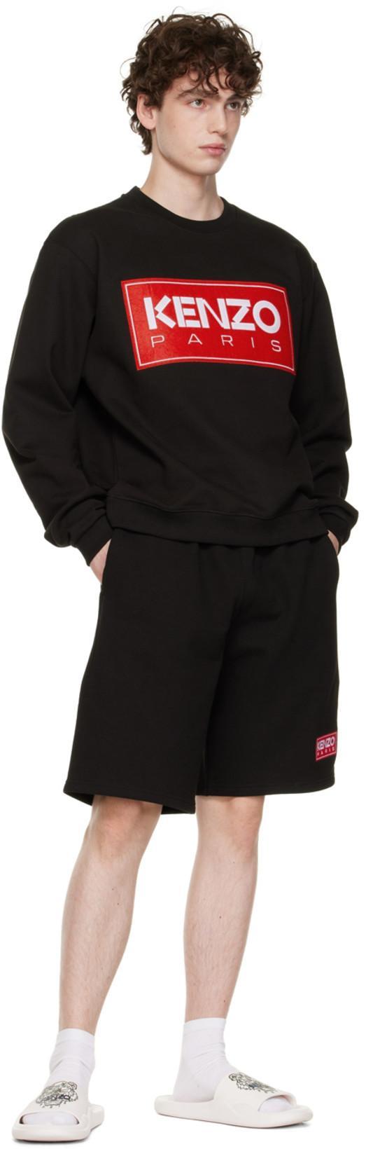 KENZO Logo-patch Crew-neck Sweatshirt In Black