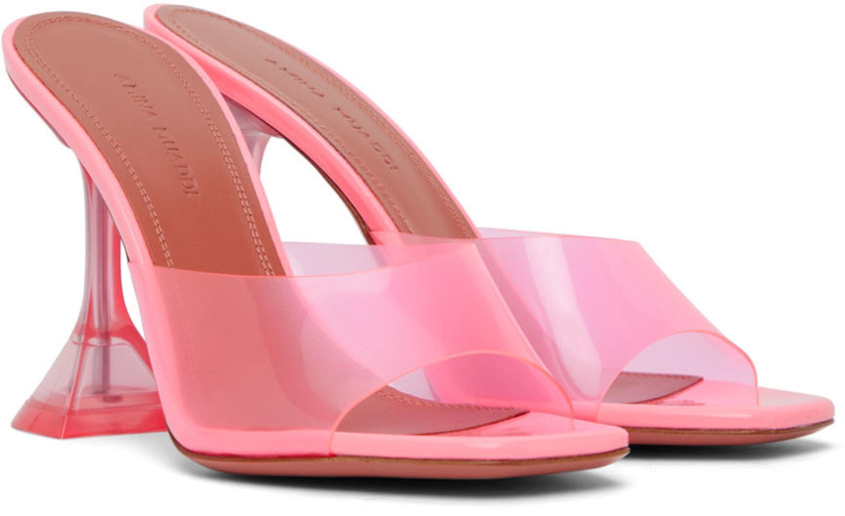 AMINA MUADDI Lupita Glass Square-toe Pvc Heeled Mules In Bubble