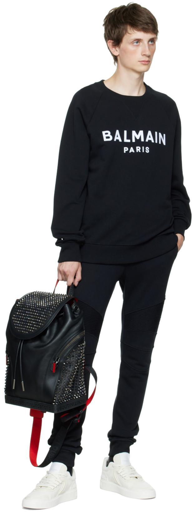 BALMAIN Black Organic Cotton Crewneck Sweatshirt