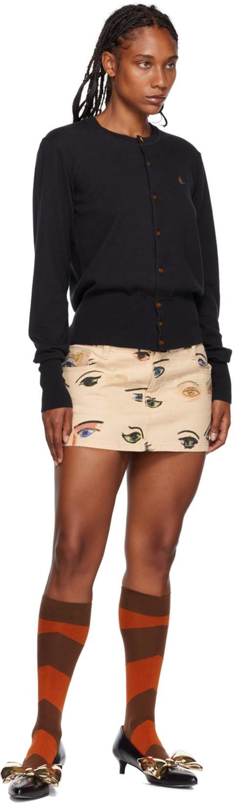 VIVIENNE WESTWOOD Cropped Cardigan With Distinctive Buttons And Embroidered Emblem In Black