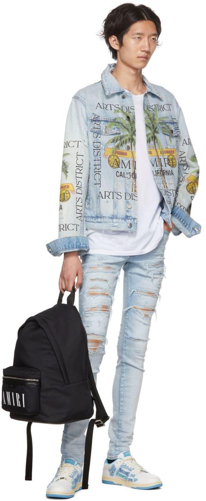 AMIRI Men White Crewneck T-shirt With Logo Print On The Front And Logo Lettering On The Rear In Cott In Multi