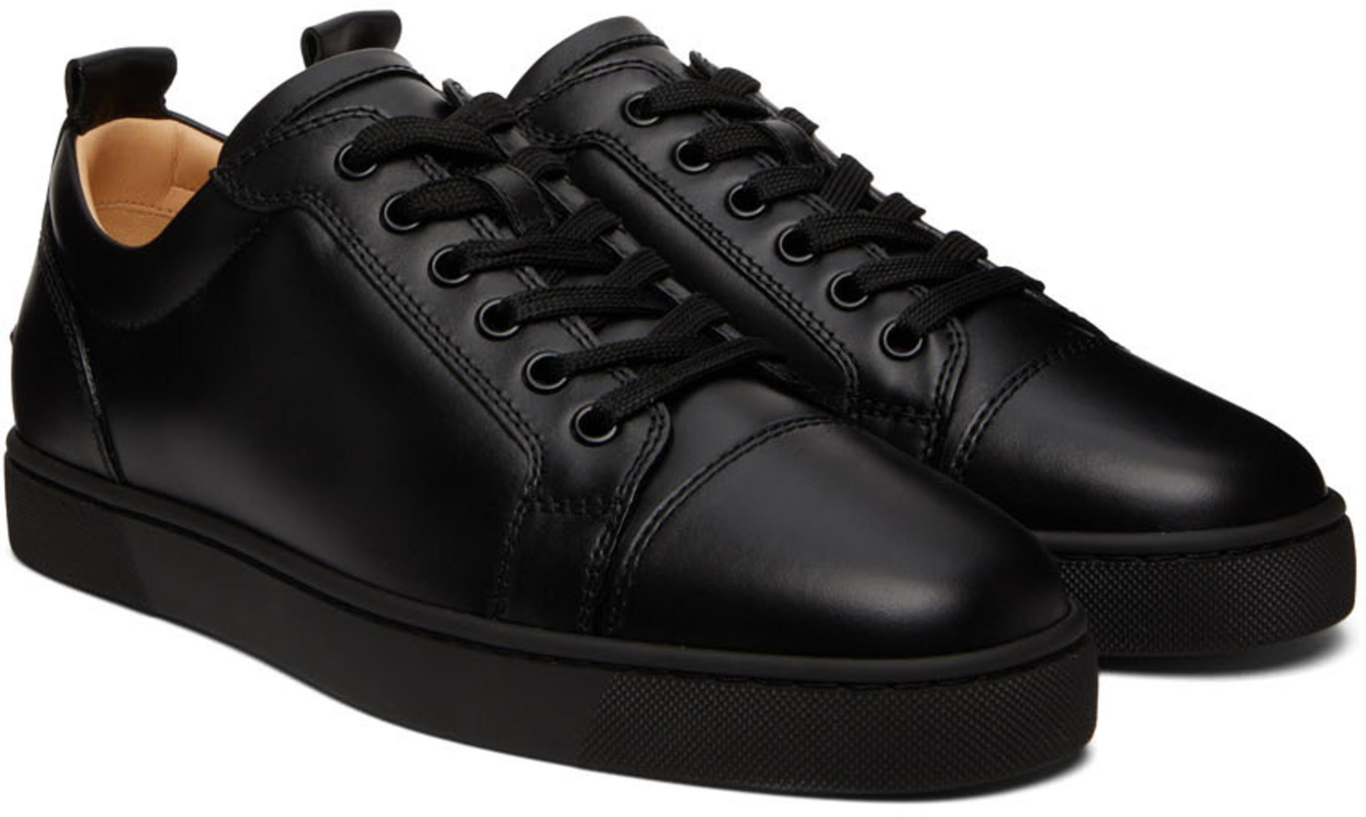 CHRISTIAN LOUBOUTIN Louis Junior Leather Low-top Sneakers In Black