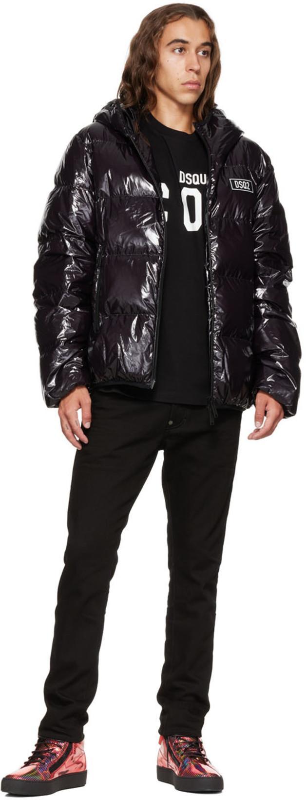 DSQUARED2 Black Crewneck T-shirt With Maxi Logo Print On The Front