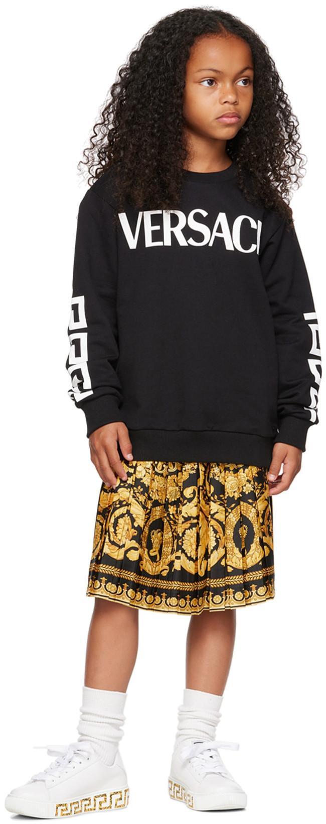 VERSACE Kids Round Toe Lace-up Sneakers In White