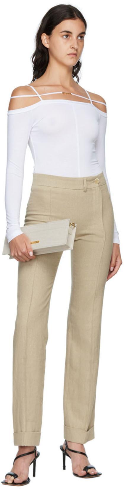 JACQUEMUS Sierra White Long-sleeve Top With Logo Detail In Jersey Woman