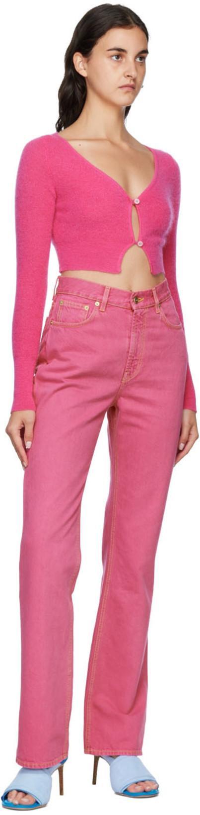 JACQUEMUS Alzou Cropped Mohair-blend Cardigan In Pink