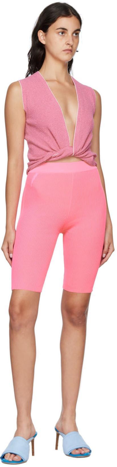 JACQUEMUS Ribbed-knit Cycling Shorts In Pink