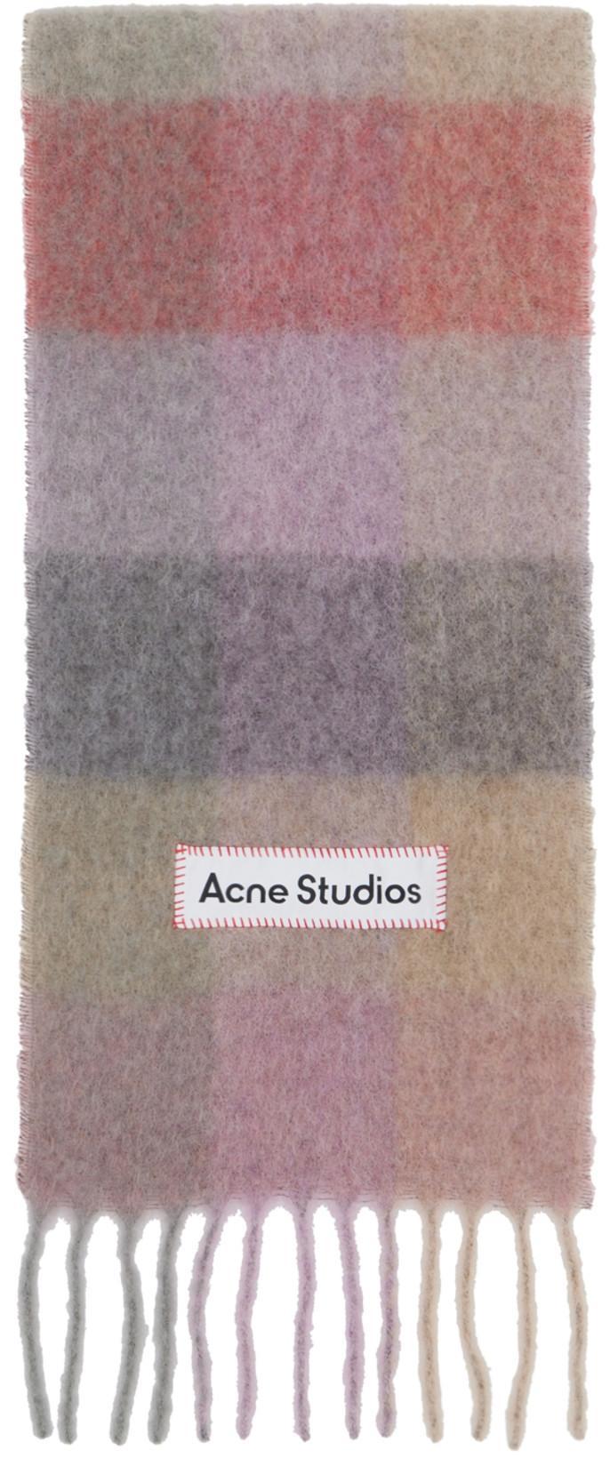 ACNE STUDIOS Women Multicolor Scarf With Check Motif And Logo Patch In Alpaca And Wool Blend Woman