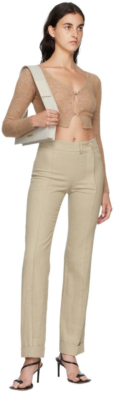 JACQUEMUS Brown Le Cardigan Alzou Cropped Cardigan In Beige