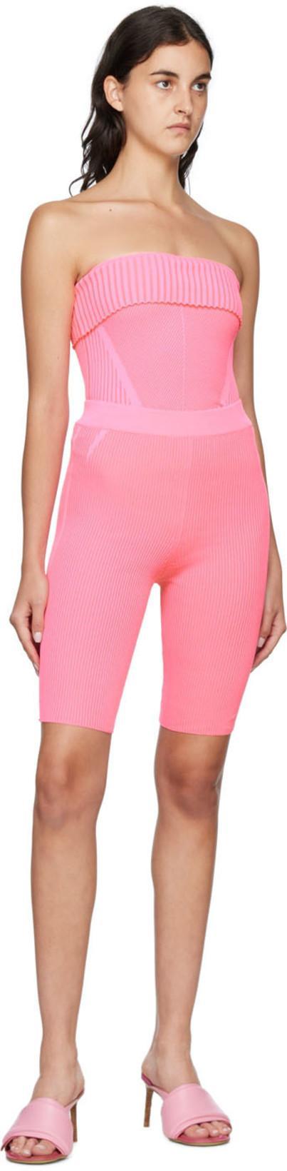 JACQUEMUS Ribbed-knit Cycling Shorts In Pink
