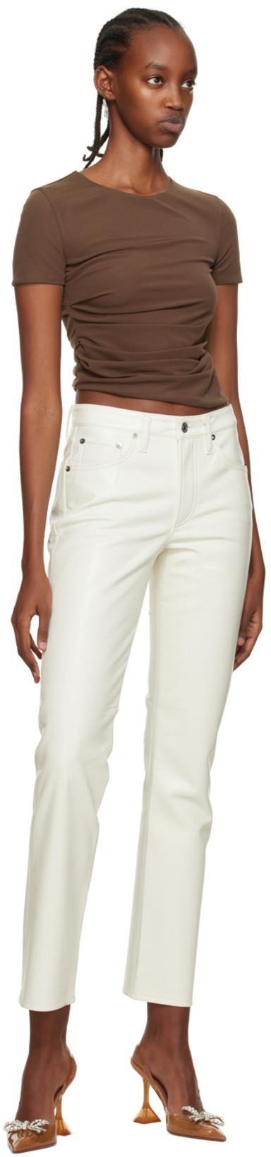 AGOLDE Riley Crop High Rise Stretch Jeans In Sour Cream In Multi