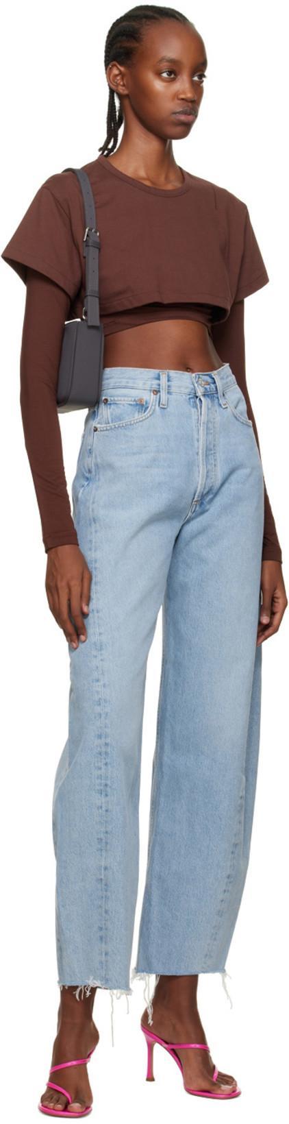 AGOLDE Luna High Rise Pieced Barrel Jean In Void In Blue