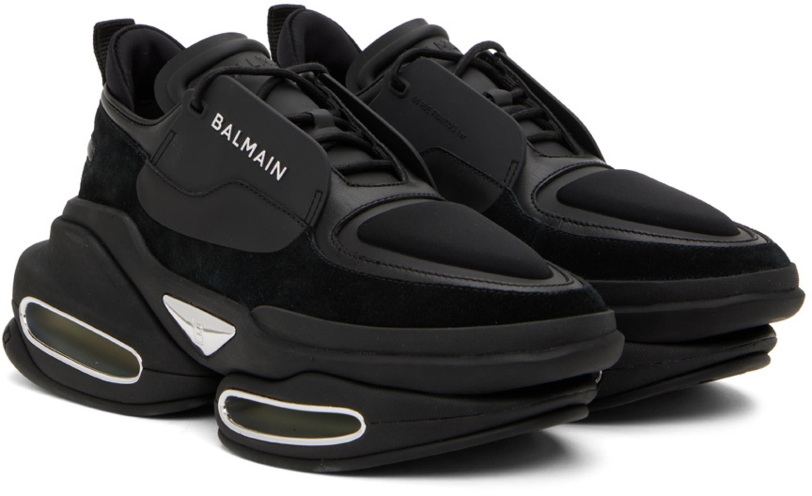 BALMAIN Black Organic Cotton Crewneck Sweatshirt